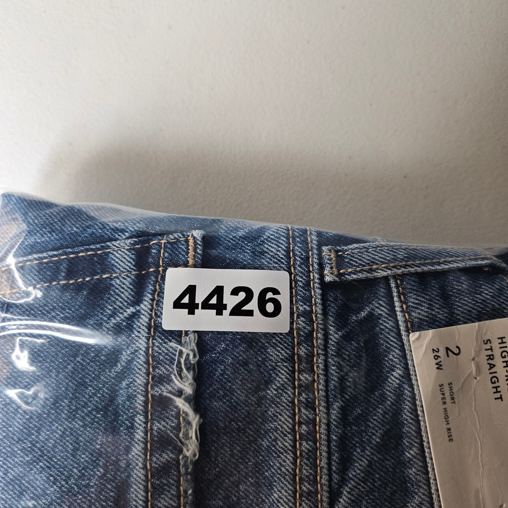 American Eagle Super High-Rise Straight Jeans Men's 2 SHORT Stretch Med Wash NEW - Picture 8 of 10